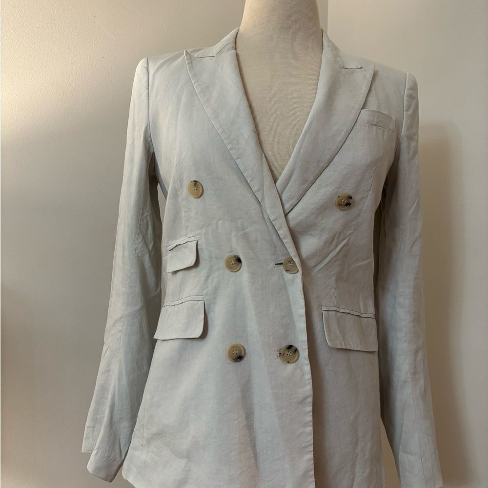 Theory Women's Cream Double-Breasted Blazer